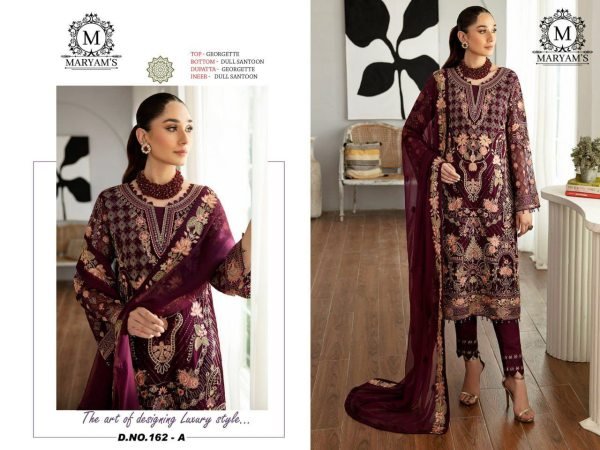 Royal Aura Maroon Georgette Embroidered Suit for Mehfil Wear by Maryams Pakistani Suits Wholesale