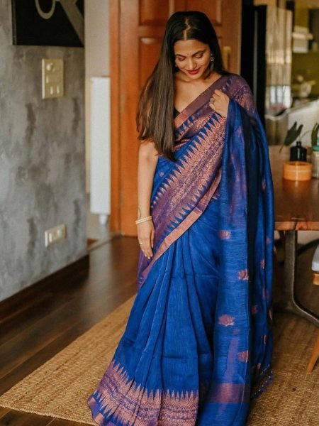royal blue banarasi silk saree with classic subtle design timeless festive pick Banarasi Saree Wholesale