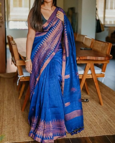royal blue banarasi silk saree with classic subtle design timeless festive pick Banarasi Saree Wholesale