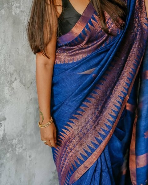royal blue banarasi silk saree with classic subtle design timeless festive pick Banarasi Saree Wholesale