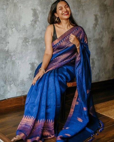 royal blue banarasi silk saree with classic subtle design timeless festive pick Banarasi Saree Wholesale