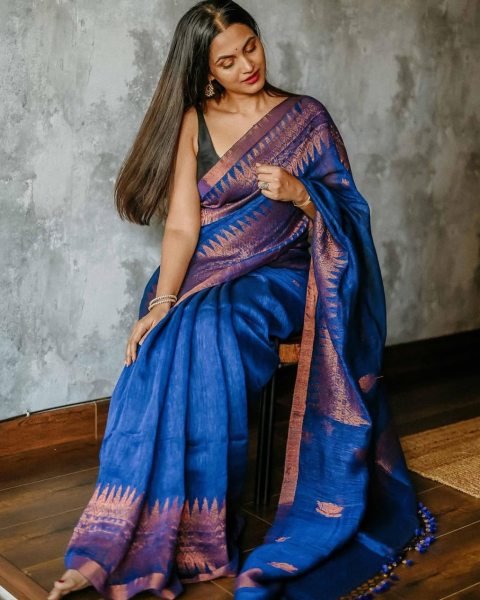 royal blue banarasi silk saree with classic subtle design timeless festive pick Banarasi Saree Wholesale