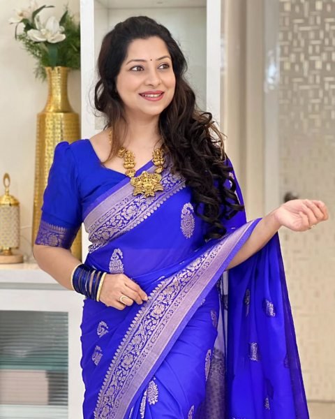 Royal Blue Banarasi Soft Silk Saree with Gold Zari Weaving for Wedding Wear Banarasi Saree Wholesale