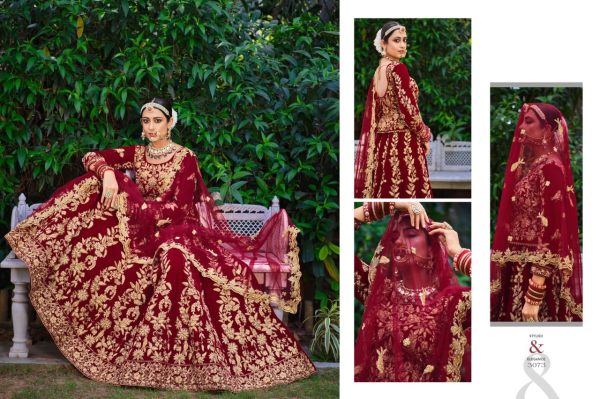 Royal Dresses For Wedding Heavy Velvet Lehenga Choli  Wedding Bridal Dress Wholesale