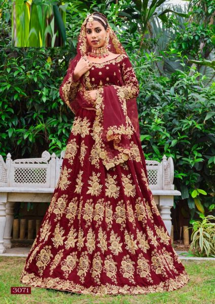 Royal Dresses For Wedding Heavy Velvet Lehenga Choli  Wedding Bridal Dress Wholesale