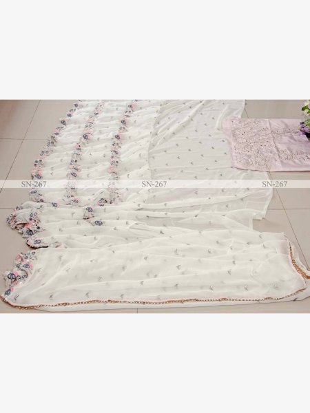 Royal Export Present 3 Layer Pure Faux Georgette Saree  for Festive Season  Georgette Sarees Wholesale