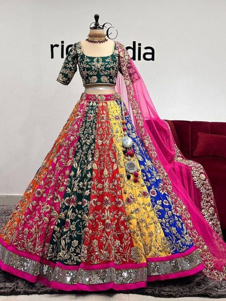 Royal Export Presenting Faux Georgette Lehenga Choli With Embroidery Work   Lehenga