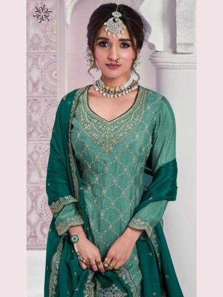 Royal Export Presenting Heavy Embroiderd Chinon Suits  Designer Plazzo Salwar Suits Wholesale