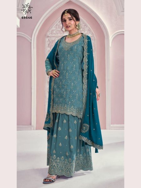 Royal Export Presenting Heavy Embroiderd Chinon Suits  Designer Plazzo Salwar Suits Wholesale