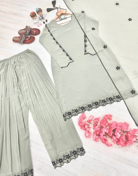 New Collection Farshi Plazzo Party Set in Faux Georgette with Mirror Detailing Ready To Wear Collection