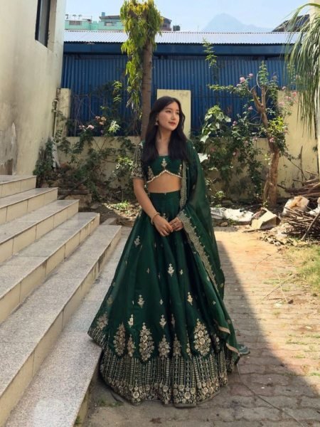 Royal Green Designer Jimi Choo Lehenga Choli Set with Cancan   Dupatta Export Quality at Manufacturer Rate 