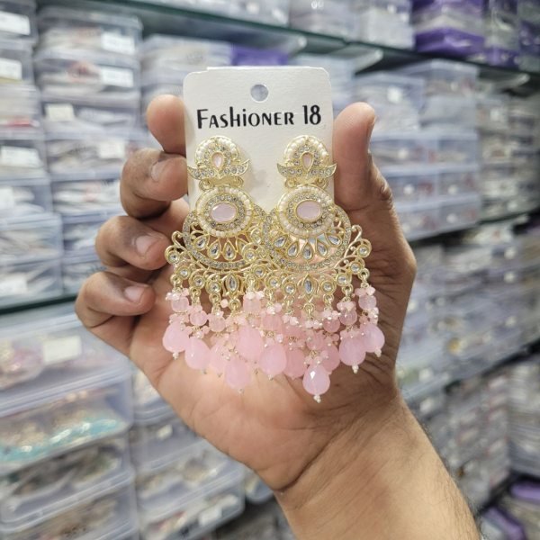 Royal Kundan Long Earrings for Women Perfect for Weddings  &  Festive Glam Fashion Accessories Wholesale