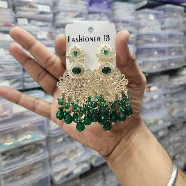 Royal Kundan Long Earrings for Women Perfect for Weddings  &  Festive Glam Fashion Accessories Wholesale