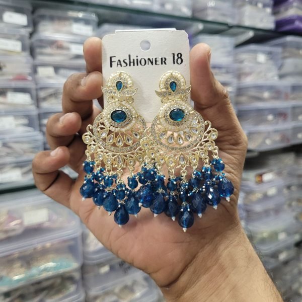 Royal Kundan Long Earrings for Women Perfect for Weddings  &  Festive Glam Fashion Accessories Wholesale