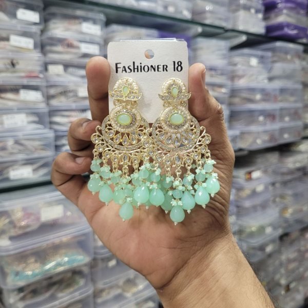 Royal Kundan Long Earrings for Women Perfect for Weddings  &  Festive Glam Fashion Accessories Wholesale