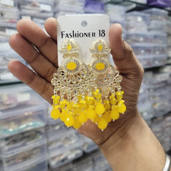 Royal Kundan Long Earrings for Women Perfect for Weddings  &  Festive Glam Fashion Accessories Wholesale