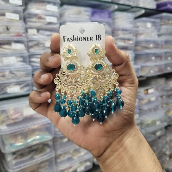 Royal Kundan Long Earrings for Women Perfect for Weddings  &  Festive Glam Fashion Accessories Wholesale