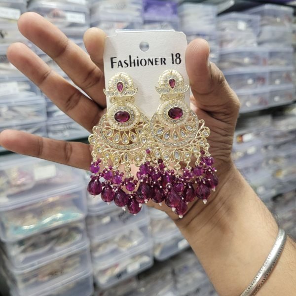 Royal Kundan Long Earrings for Women Perfect for Weddings  &  Festive Glam Fashion Accessories Wholesale