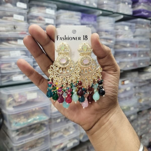 Royal Kundan Long Earrings for Women Perfect for Weddings  &  Festive Glam Fashion Accessories Wholesale