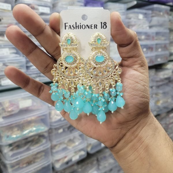 Royal Kundan Long Earrings for Women Perfect for Weddings  &  Festive Glam Fashion Accessories Wholesale