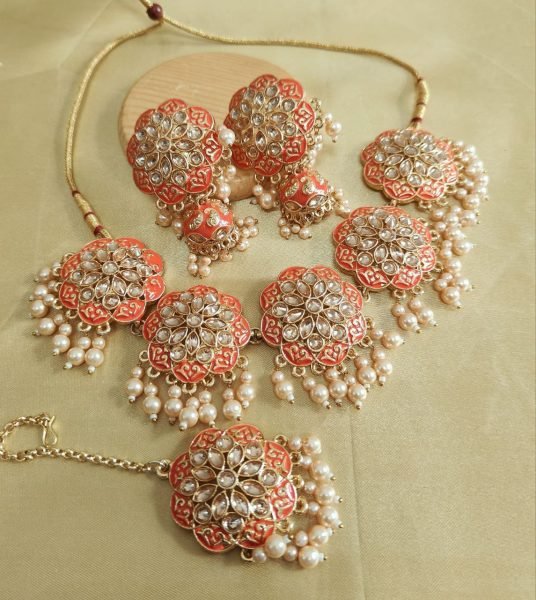 Royal Meenakari Choker Set with Jhumki   Tikka Perfect for Brides Glam Fashion Accessories Wholesale