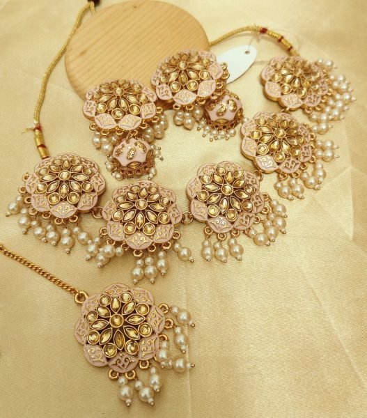 Royal Meenakari Choker Set with Jhumki   Tikka Perfect for Brides Glam Fashion Accessories Wholesale