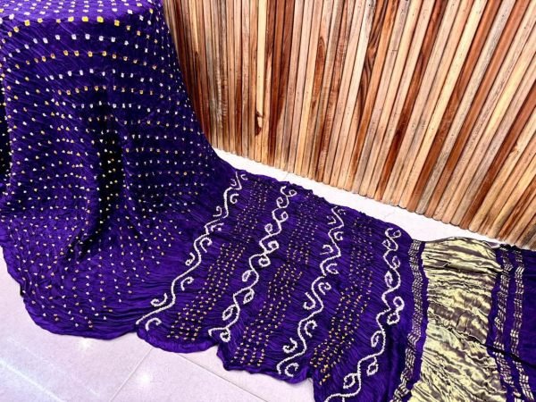 Royal Navy Blue Gaji Silk Bandhani Saree with Gota Patti Festive Must Have Bandhej Sarees Wholesale