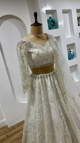 Royal Nude Dori Lehenga Set with Pearl Work and Heavy Flair at Manufacturer Price Designer Lehenga Choli