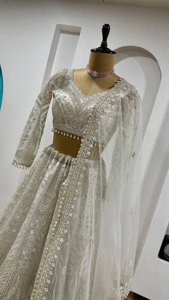 Royal Nude Dori Lehenga Set with Pearl Work and Heavy Flair at Manufacturer Price Designer Lehenga Choli