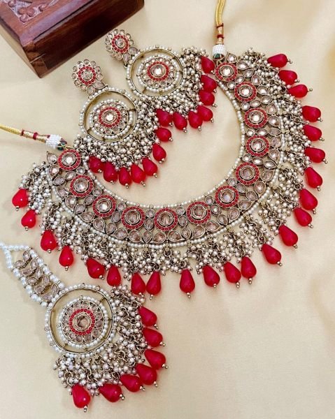 Royal Pakistani Reverse Stone Choker Set with Tikka &  Earrings Perfect for Nikkah Fashion Accessories Wholesale