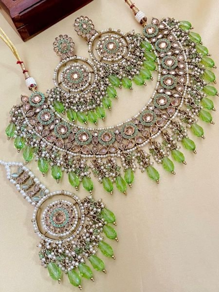 Royal Pakistani Reverse Stone Choker Set with Tikka &  Earrings Perfect for Nikkah Fashion Accessories Wholesale