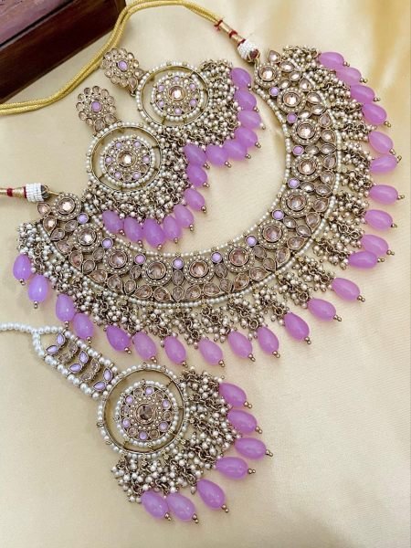 Royal Pakistani Reverse Stone Choker Set with Tikka &  Earrings Perfect for Nikkah Fashion Accessories Wholesale