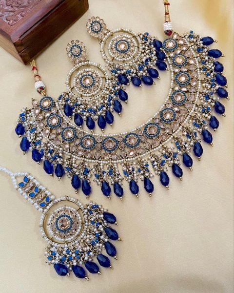 Royal Pakistani Reverse Stone Choker Set with Tikka &  Earrings Perfect for Nikkah Fashion Accessories Wholesale