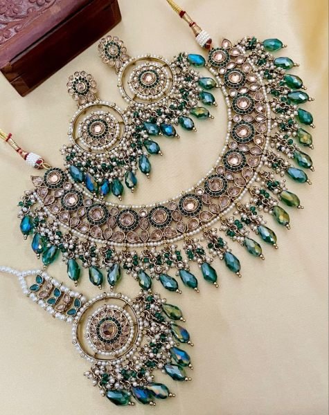 Royal Pakistani Reverse Stone Choker Set with Tikka &  Earrings Perfect for Nikkah Fashion Accessories Wholesale