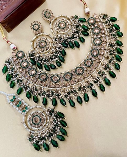 Royal Pakistani Reverse Stone Choker Set with Tikka &  Earrings Perfect for Nikkah Fashion Accessories Wholesale
