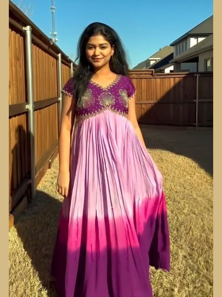 Royal Purple Mulmul Anarkali Gown Premium Embroidery & Soft Cotton Feel Kurtis