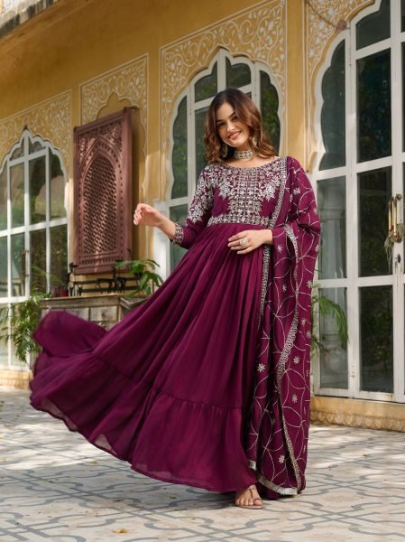 Royal Radiance Vichitra Silk Gown Heavy Sequin Work Wholesale Exclusive Anarkali Kurtis 