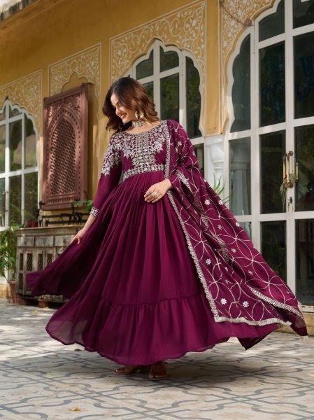 Royal Radiance Vichitra Silk Gown Heavy Sequin Work Wholesale Exclusive Anarkali Kurtis 