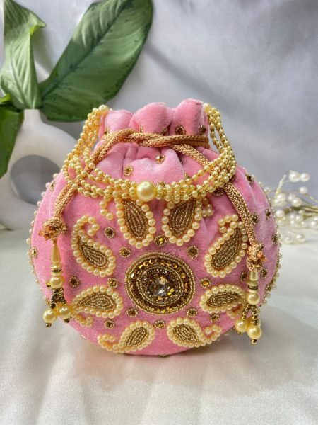 Royal Velvet Potli Bag with Handcrafted Kairi Embroidery Perfect for Weddings &  Gifting Fashion Accessories Wholesale