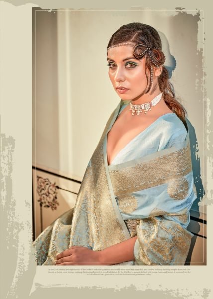 Rozy Silk Banarasi Butta Silk with Zari Weaving Pastel Color Saree Designer Wedding Sarees Wholesale