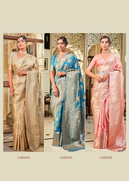 Rozy Silk Banarasi Butta Silk with Zari Weaving Pastel Color Saree Designer Wedding Sarees Wholesale