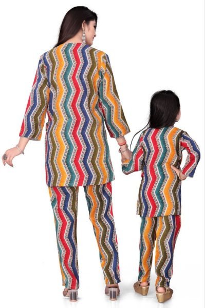 Ruby & Rose Mother-Daughter Zigzag Foil Print Co-Ord Set Combo Mom-Doughter Collection