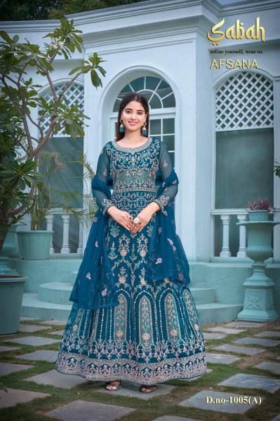 Sabah-Afsana  Heavy Butterfly Net With Embrodery Long Anaralkali  Anarakali Gown Wholesale