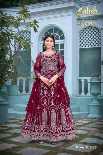 Sabah-Afsana  Heavy Butterfly Net With Embrodery Long Anaralkali  Anarakali Gown Wholesale