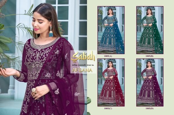 Sabah-Afsana  Heavy Butterfly Net With Embrodery Long Anaralkali  Anarakali Gown Wholesale