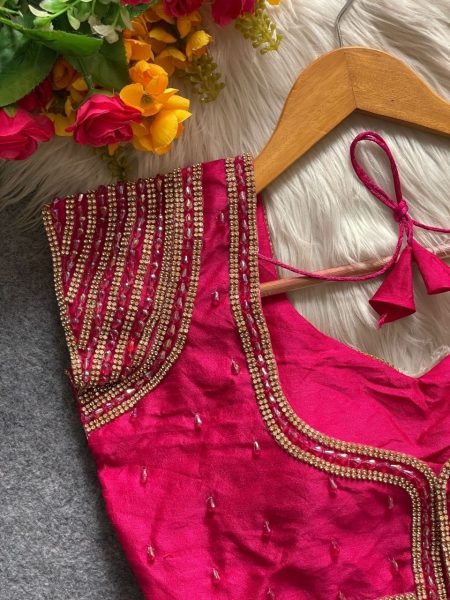 Sahiba Pure Silk Designer Blouse with Pearl   Beads Work Wedding Luxury Edit Blouse Collection