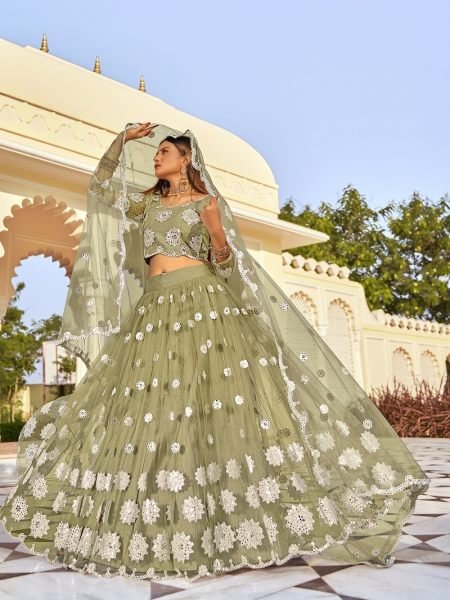 Sand Mirror Work Net Festival Wear Lehenga Choli Designer Lehenga Choli