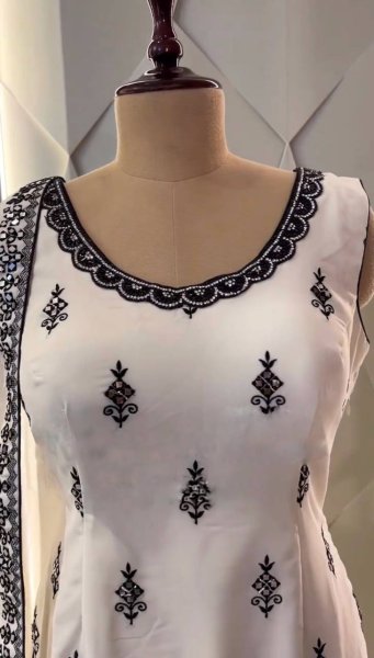 Sara Khan Wear White Color Bollywood Style Sharara with Embroidery Ready To Wear Collection