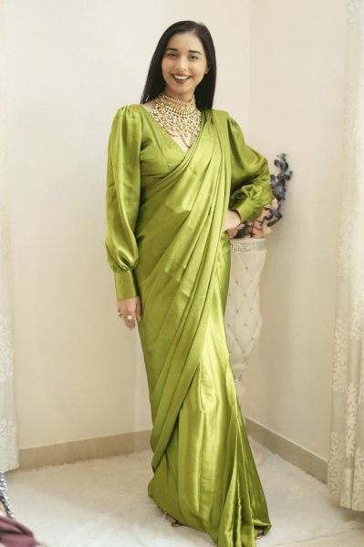 Satin Soft Ready To Wear Saree  Ready To Wear Saree 