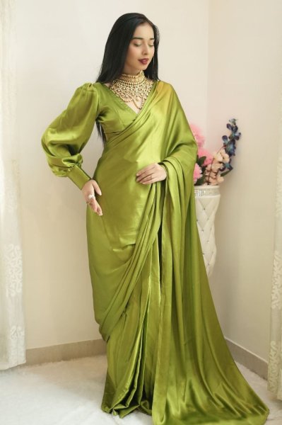 Satin Soft Ready To Wear Saree  Ready To Wear Saree 